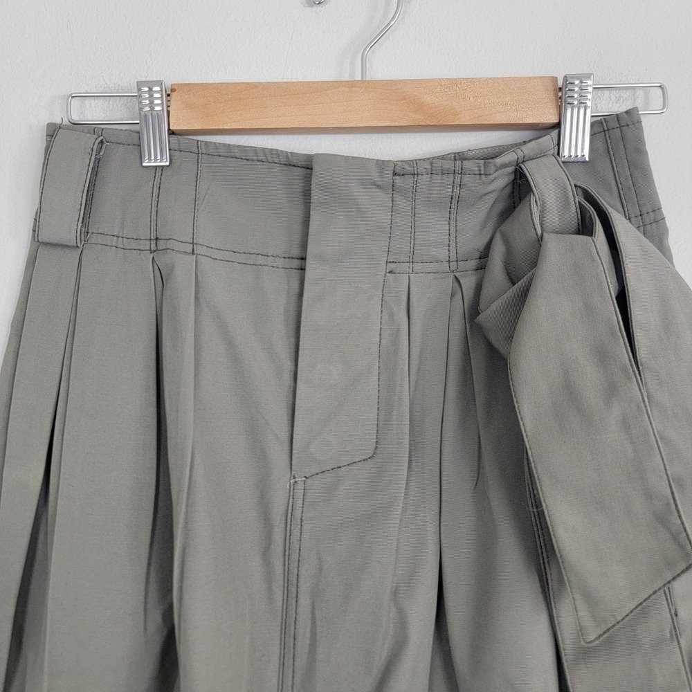 Zara Woman Pleated Mini Skirt Belted Button Fly Beige Preppy Pockets Size S - Picture 2 of 10